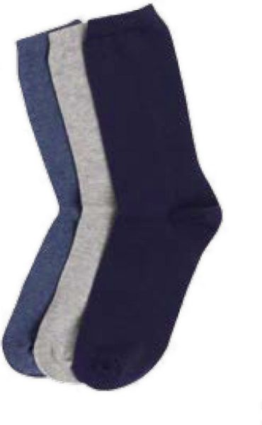 Εικόνα της 3 Ζεύγη παιδικές κάλτσες μονόχρωμες Me-We. Μπλε-Γκρι-Ραφ.