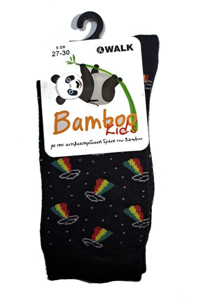 Εικόνα της Walk Bamboo μαύρες παιδικές κάλτσες.