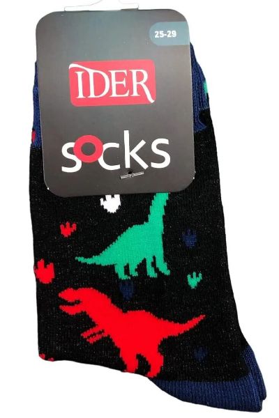 Εικόνα της Ider παιδικές μαύρες κάλτσες με δεινόσαυρους.