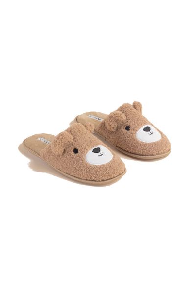 Εικόνα της Noidinotte μπεζ παιδικές fleece παντόφλες.