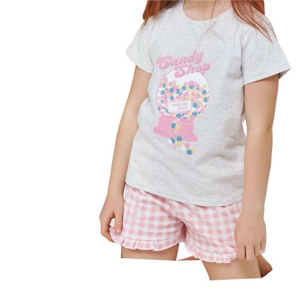 Εικόνα της Muydemi βαμβακερή γκρι/ροζ παιδική πιτζάμα.