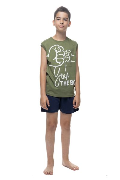Εικόνα της Galaxy Παιδική Πιτζάμα Καλοκαιρινή Βαμβακερή Χακί 323-24