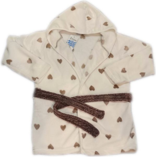 Εικόνα της Galaxy εκρού φλις παιδική σταυρωτή ρόμπα με κουκούλα.