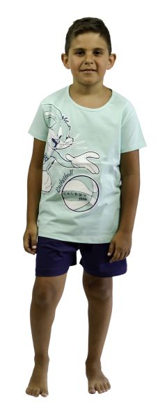 Εικόνα της Galaxy βαμβακερή παιδική πιτζάμα βεραμάν με μπλε σορτς.