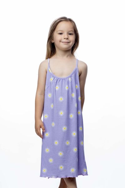 Εικόνα της Galaxy Λιλά Παιδικό Φλοράλ Νυχτικό Με Ράντα.
