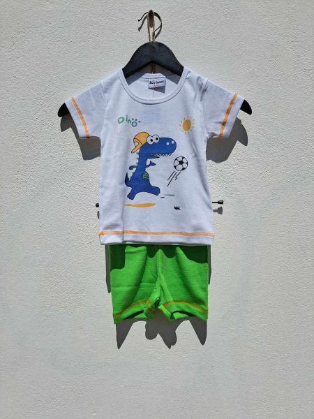 Εικόνα της Galaxy Βαμβακερή Λευκή/Πράσινη Βρεφική Πιτζάμα.