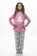 Εικόνα της Galaxy βαμβακερή ροζ καρό εφηβική πιτζάμα.