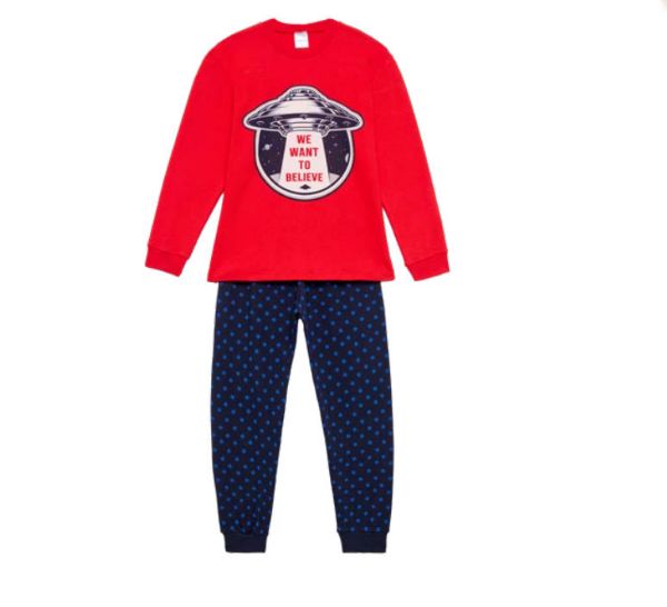 Εικόνα της Pretty Baby Βαμβακερές Παιδικές Πιτζάμες Κόκκινες/Μπλε.