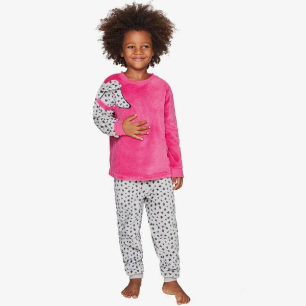 Εικόνα της Muydemi φλις χνουδωτή φούξια/γκρι παιδική πιτζάμα.
