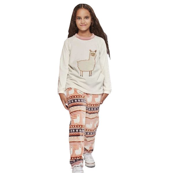 Εικόνα της Gisela βελουτέ fleece εκρού παιδική πιτζάμα.