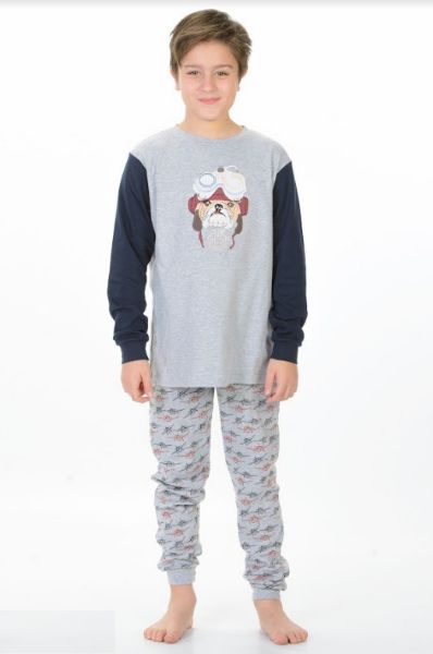 Εικόνα της Mei γκρι εμπριμέ παιδική πιτζάμα.
