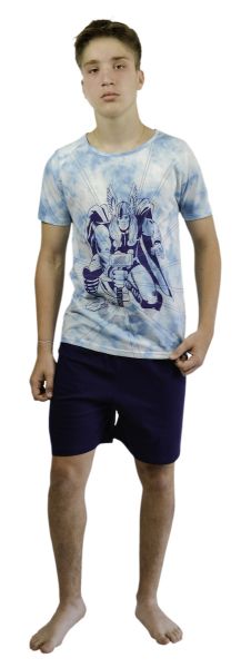 Εικόνα της Galaxy βαμβακερή παιδική αγορίστικη πιτζάμα τιρκουάζ/μπλε.