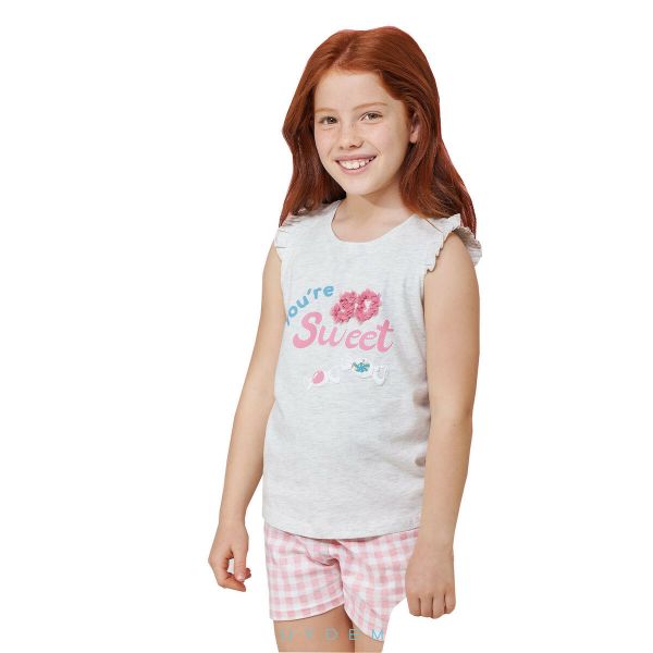 Εικόνα της Muydemi βαμβακερή γκρι/ροζ παιδική πιτζάμα.