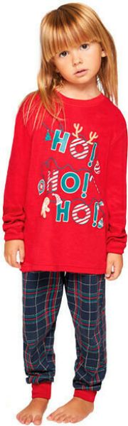 Εικόνα της Muydemi Unisex Χριστουγεννιάτικη Παιδική Πιτζάμα Κόκκινη/Καρό.