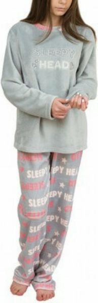 Εικόνα της Galaxy Παιδική κοριτσίστικη πιτζάμα φλις χνουδωτή γκρι.