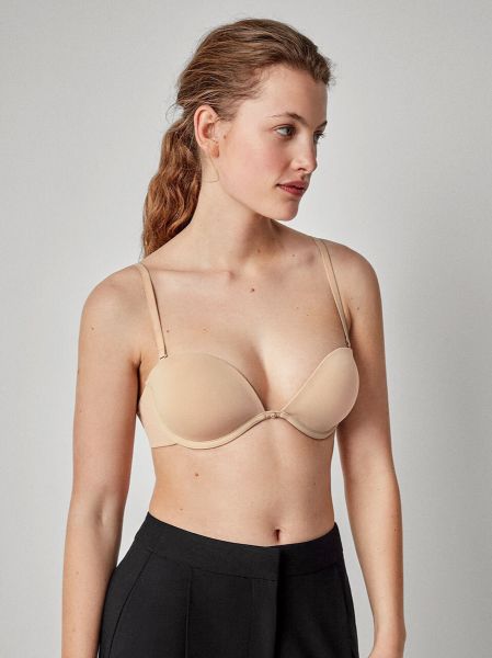 Εικόνα της Gisela Μπεζ Σουτιέν Strapless Με Βαθύ Ντεκολτέ & Επιπλέον Χαμηλή Πλάτη.