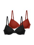 Εικόνα της 2Pack Dorina Lorena Bra Μαύρο/Κεραμιδί Με Μπανέλες & Ελαφριά Επένδυση.