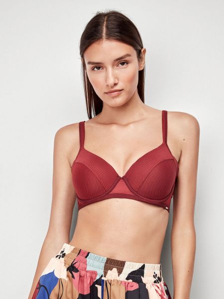 Εικόνα της Gisela ριγέ μπορντό σουτιέν με μπανέλα και ελαφριά επένδυση.