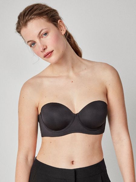 Εικόνα της Gisela Μαύρο Strapless Σουτιέν Με Μπανέλες & Ελαφριά Επένδυση.