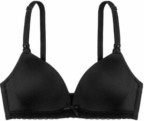 Εικόνα της May Nursing Bra. Μαύρο σουτιέν θηλασμού με ελαφριά επένδυση, χωρίς μπανέλα.