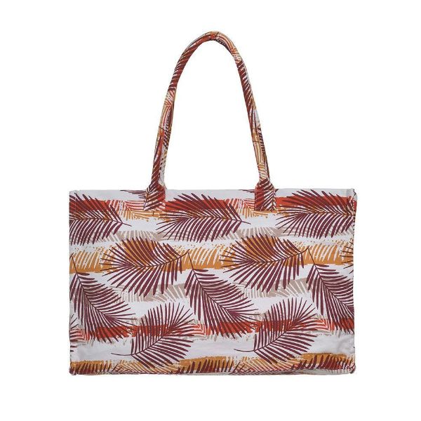 Εικόνα της Ble Resort Collection Υφασμάτινη Εκρου/Καφέ Με Φύλλα.