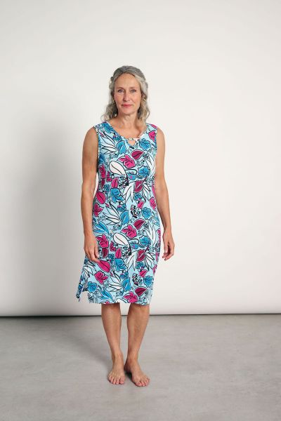 Εικόνα της Muydemi Γαλάζιο Εμπριμέ Αμάνικο Φόρεμα.