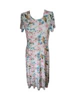 Εικόνα της Galaxy Viscose Εκρού Εμπριμέ Φόρεμα Με Κοντό Μανίκι.