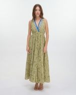 Εικόνα της Ble Resort Collection Λαδί Αμάνικο Μακρύ Φόρεμα.