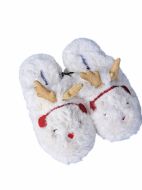 Εικόνα της Noidinotte Εκρού Γυναικείες Παντόφλες Fleece Τάρανδος.