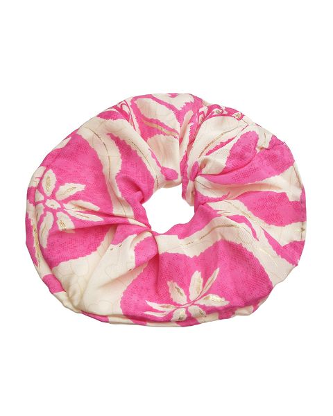 Εικόνα της Ble Scrunchie Εμπριμε Λουλουδια Λευκο Ροζ Χρυσες Λεπτομερειες Φ8χ2 5-49-348-0141