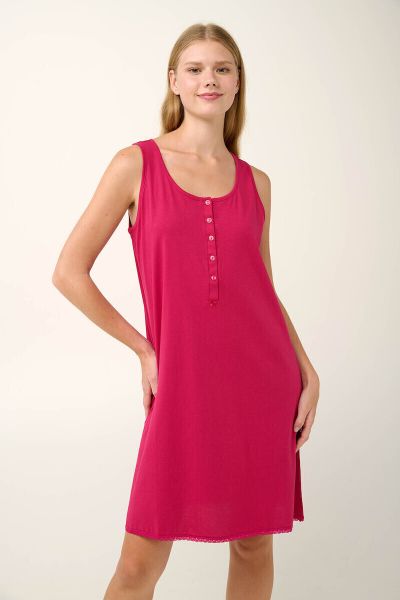 Εικόνα της Vamp Χειμερινό Βαμβακερό Γυναικείο Νυχτικό Fuchsia berry 20932