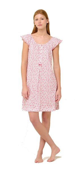 Εικόνα της Vamp Χειμερινό Βαμβακερό Γυναικείο Νυχτικό Ροζ απαλό 22250
