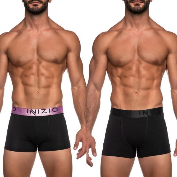 Εικόνα της Inizio 4400 Ανδρικά Μποξεράκια Μαύρο / Λιλά 2Pack 4400