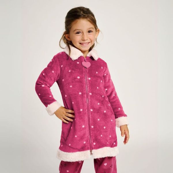 Εικόνα της Muydemi Μπορντό Fleece Παιδική Ρόμπα Με Φερμουάρ.