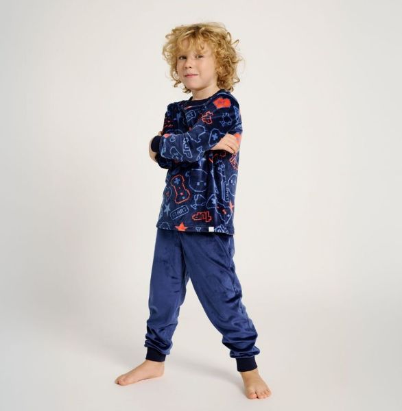 Εικόνα της Muydemi Μπλε Εφηβικές Πιτζάμες Βελουτέ Ελαστική.