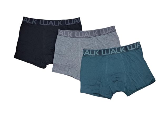 Εικόνα της 3Pack Walk Boxer Βαμβακερά Μαύρο/Πράσινο Σκούρο/Γκρι Μεσαίο.