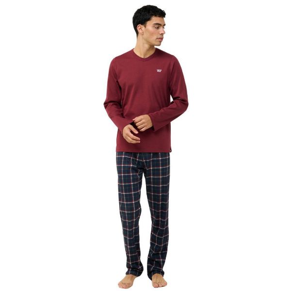 Εικόνα της Vamp Χειμερινή Καρό Ανδρική Πιτζάμα Μπορντό 23681