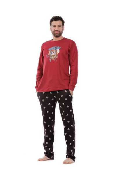 Εικόνα της Mei Βαμβακερές Ανδρικές Πιτζάμες Μπορντό.