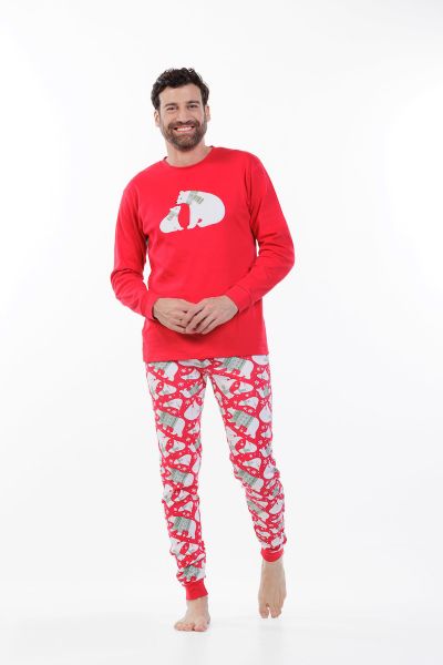 Εικόνα της Mei Βαμβακερές Ανδρικές Πιτζάμες Κόκκινες.