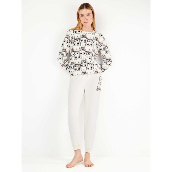 Εικόνα της Gisela Χειμερινό Γυναικείο Σετ Πιτζάμας Λευκό 2/20356