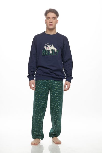 Εικόνα της Galaxy Χειμερινή Ανδρική Πιτζάμα Βαμβακερή Μπλε 801-25