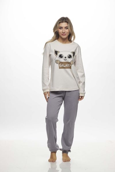 Εικόνα της Galaxy Χειμερινό Γυναικείο Σετ Πιτζάμας Βαμβακερό Πάγου 813-25