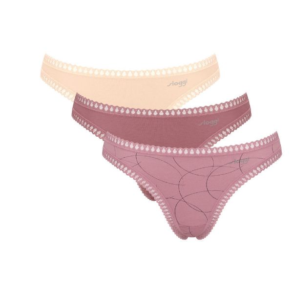 Εικόνα της Sloggi Βαμβακερά Γυναικεία String 3Pack με Δαντέλα Πολύχρωμα 10219704-V002