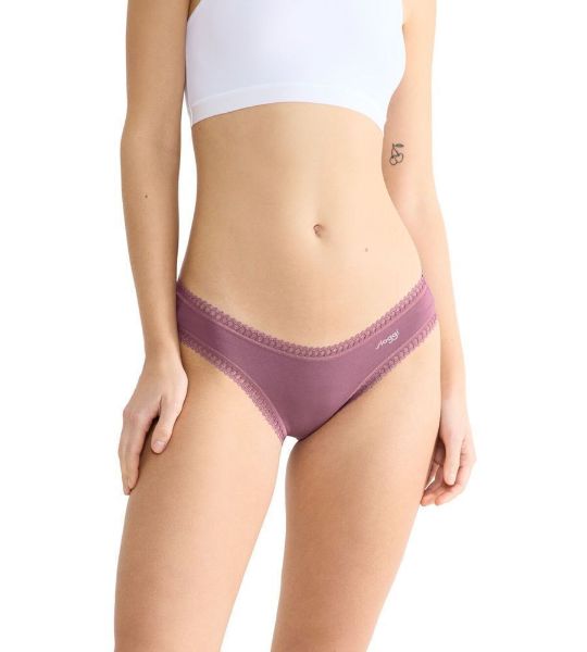 Εικόνα της Sloggi Βαμβακερά Γυναικεία Slip 3Pack με Δαντέλα Σιέλ 10219682-V008