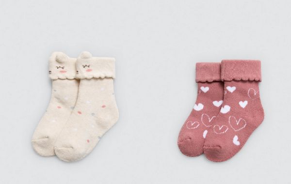 Εικόνα της 2Pack Ysabel Mora Βαμβακερές Πετσετέ Παιδικές Κάλτσες Εκρού/Σάπιο Μήλο.