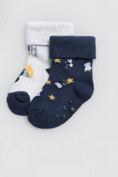 Εικόνα της 2Pack Ysabel Παιδικές Κάλτσες Βαμβακερές Πετσετέ Με Βεντουζάκια Σιλικόνης Μπλε/Γκρι 52873