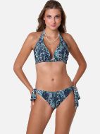 Εικόνα της Apple Πράσινο εμπριμέ μαγιό slip, με δεσίματα.