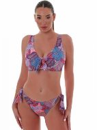 Εικόνα της Bluepoint Κοραλί Εμπριμέ Bikini Slip Με Πλαϊνά Δεσίματα.