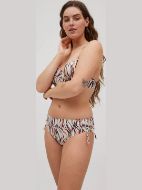 Εικόνα της Ysabel Mora Εκρού Εμπριμέ Tai Slip Μαγιό Με Πλαϊνή Σούρα.