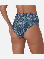 Εικόνα της Apple Πράσινο εμπριμέ ψηλόμεσο μαγιό slip, με μικρή σούρα πίσω.